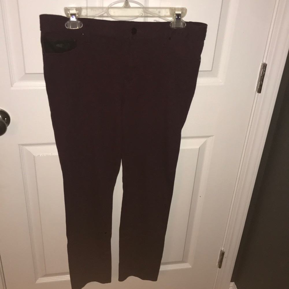 Burgundy Jegging with Faux Leather Pocket